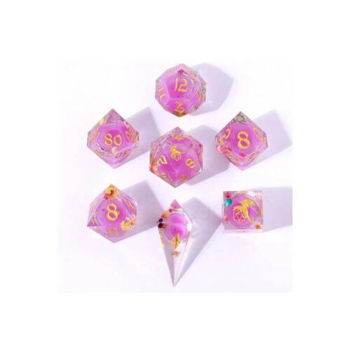 Arcane Blossom - Liquid Core Sharp Edge Dice set - 7 stuks