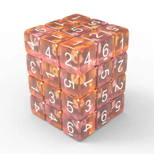 Clear Pink/Orange - 12mm D6 Dice - 36 stuks