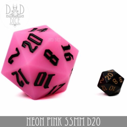 Neon Pink - Silicone 55mm D20 Dice