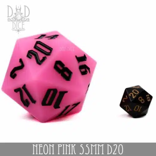 Neon Pink - Silicone 55mm D20 Dice