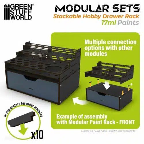 Black - Stackable Hobby Paint Rack 17ml with magnets
