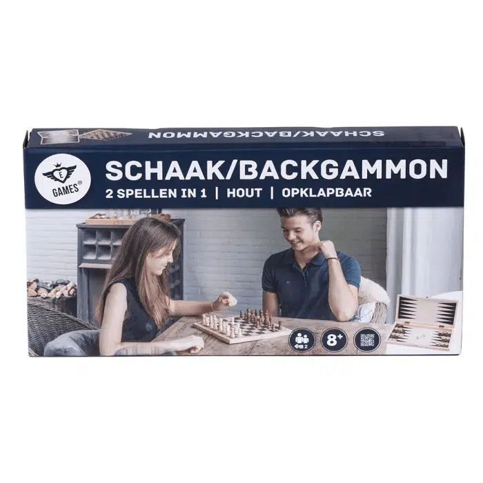 Schaak/Backgammon - Klapcassette 29cm