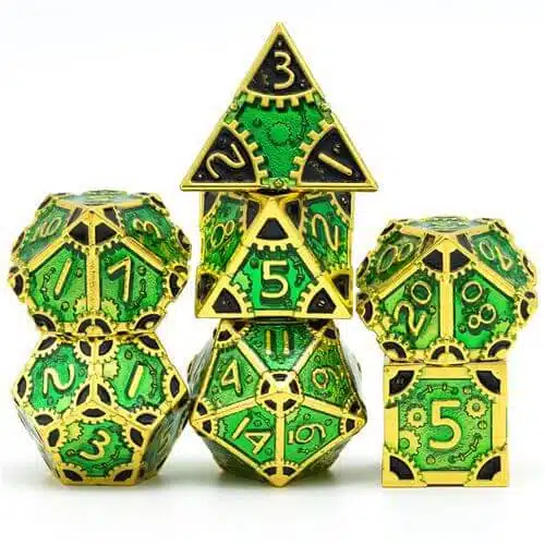 Steampunk Groen - Metal Dice set - 7 stuks