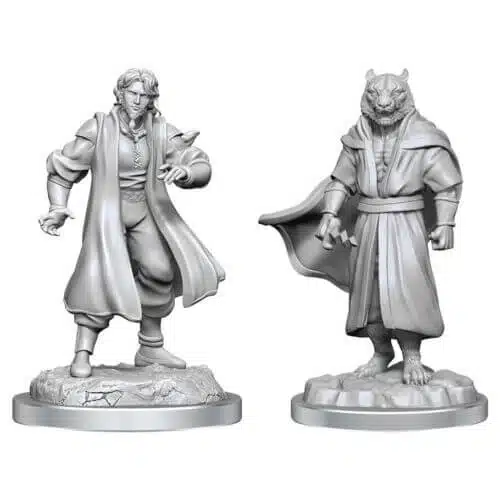 Male Human Sorcerer Merchant & Tiger Demon - Critical Role Unpainted Miniatures